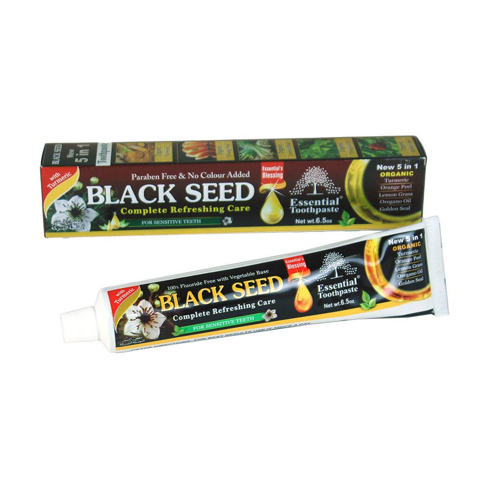 6-Tube Black Seed Toothpaste 5 in 1 Essential 100% Fluoride Free & Vegetable Bas