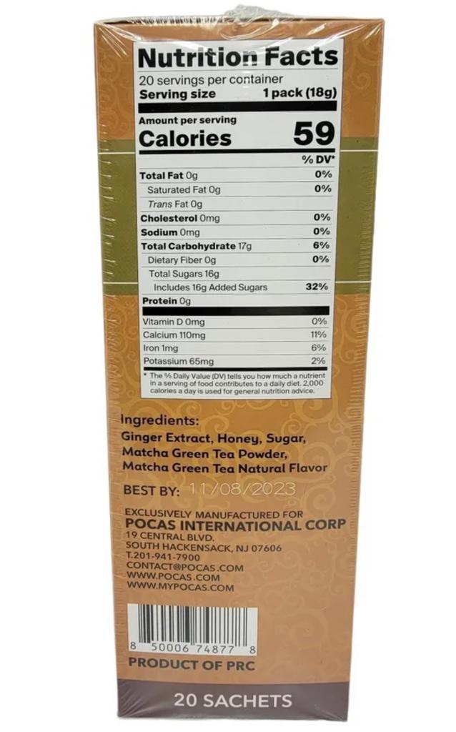 Pocas Honey Ginger Tea Matcha Flavor