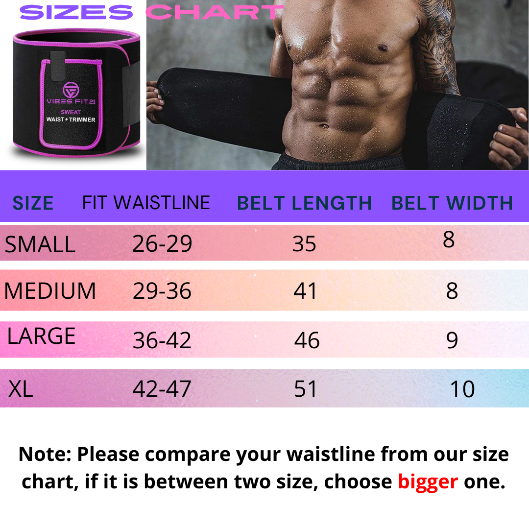 Vibesfit21 Sweat Waist Trimmer Premium Weight Loss Women & Men Belt Workout Trainer
