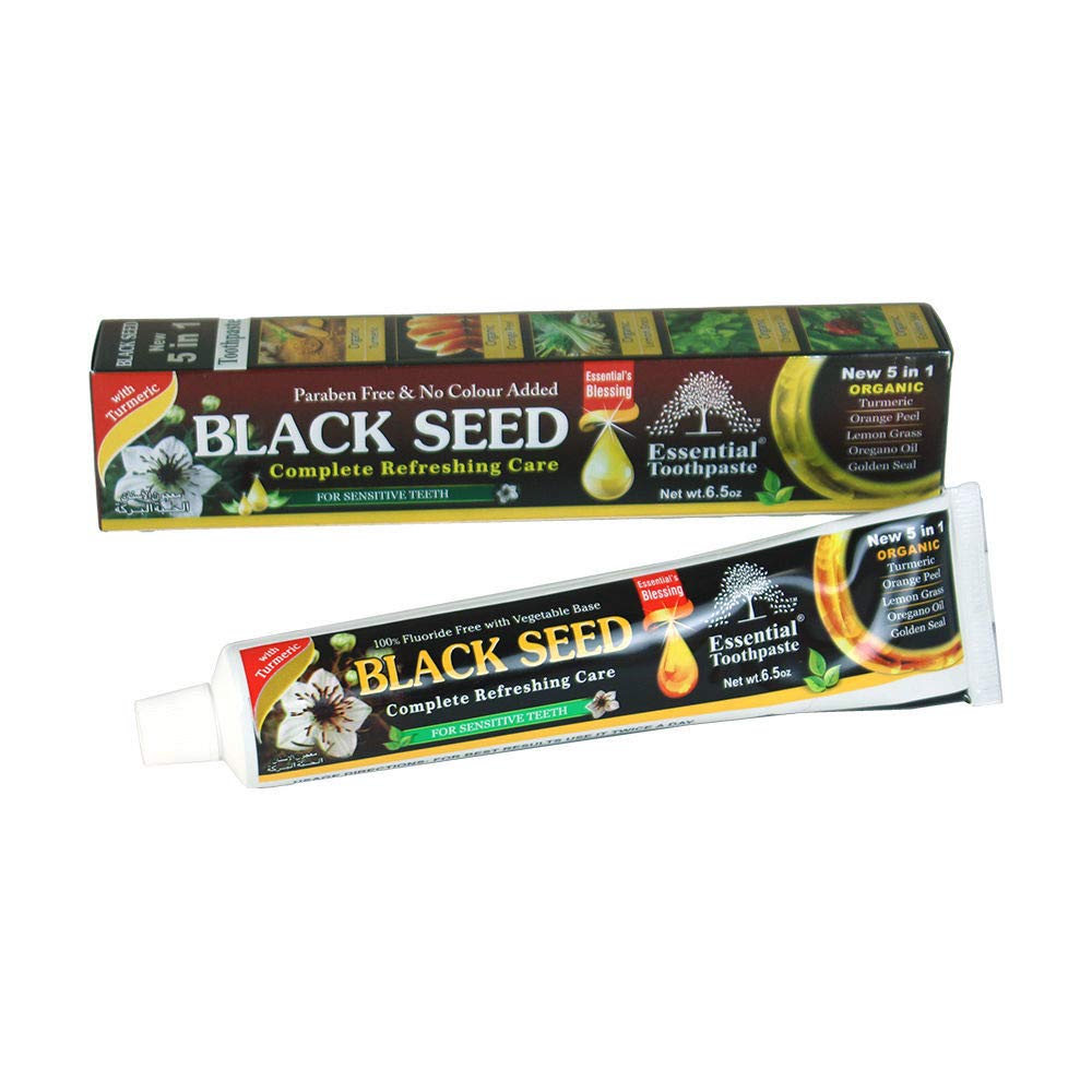 6-Tube Black Seed Toothpaste  5 in 1 Essential 100% Fluoride Free & Vegetable Bas
